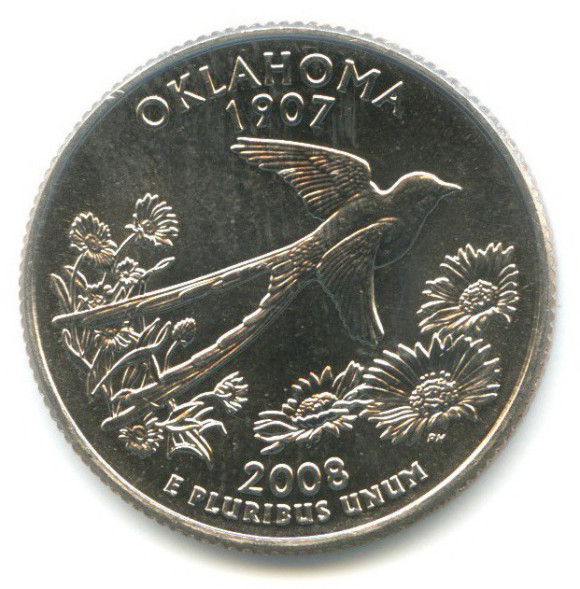 25 центов Оклахома №46 (2008 г.) P unc