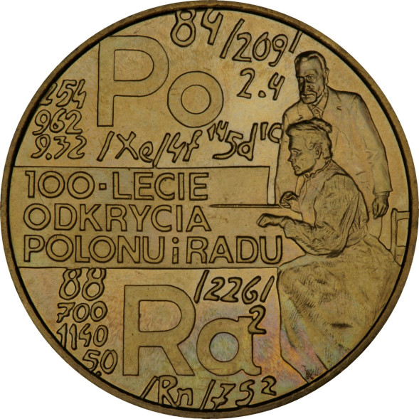 2 злотых 100 лет со дня открытия радия и полония, 1998 г. UNC