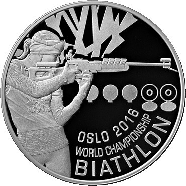 20 рублей Чемпионат мира по биатлону 2016 года. Осло 2016г., серебро Ag