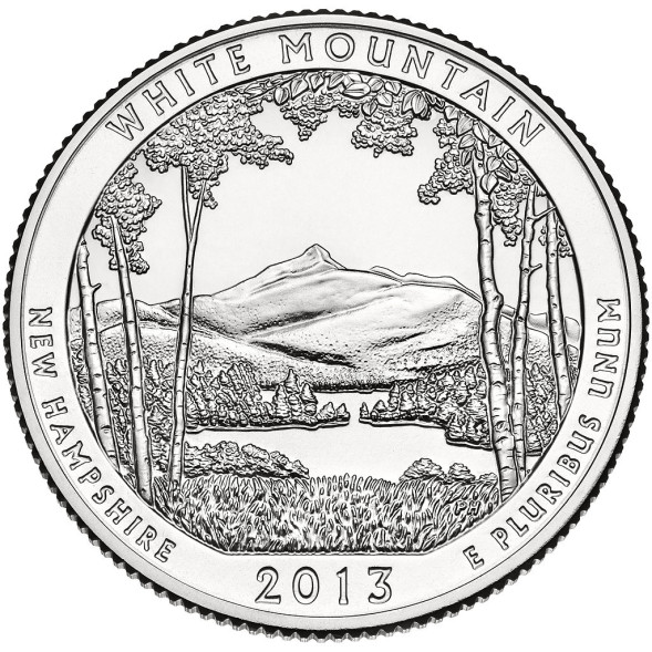 25 центов национальный лес Белые горы №16, 2013 г., P unc