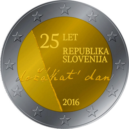 2 евро 25-летие независимости Словении (2016 г.) Словения, UNC