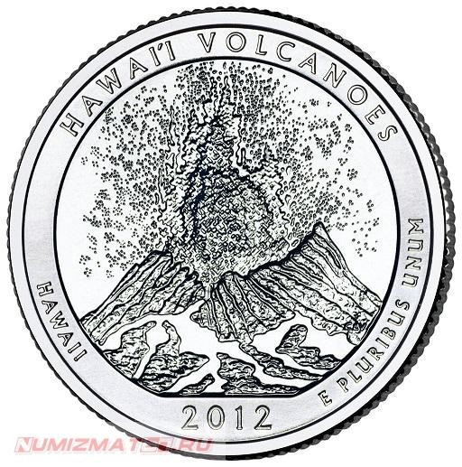 25 центов Национальный парк Гавайские вулканы №14 (2012 г.) D unc