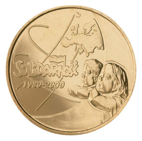 2 злотых 20 лет профсоюзу "Солидарность" 2000 г. UNC