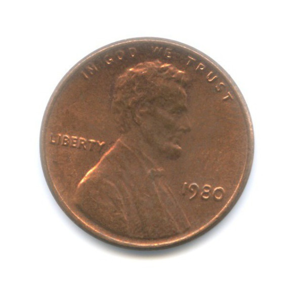 1 цент 1980 года США, XF (из обращения) P