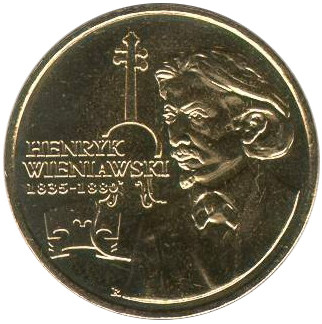 2 злотых XII Международный конкурс им. Генрика Венявского, 2001 г. UNC