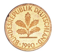 1 пфенниг 1990 года ФРГ, XF (из обращения) F