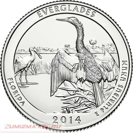 25 центов Национальный парк Эверглейдс №25 (2014 г.) D unc