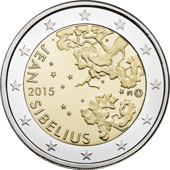 2 евро Ян Сибелиус 2015 г., Финляндия, UNC