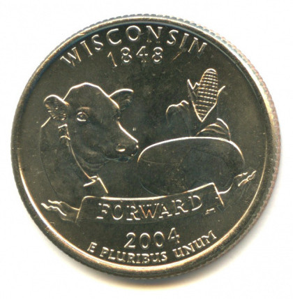 25 центов Висконсин №30 (2004 г.) P unc