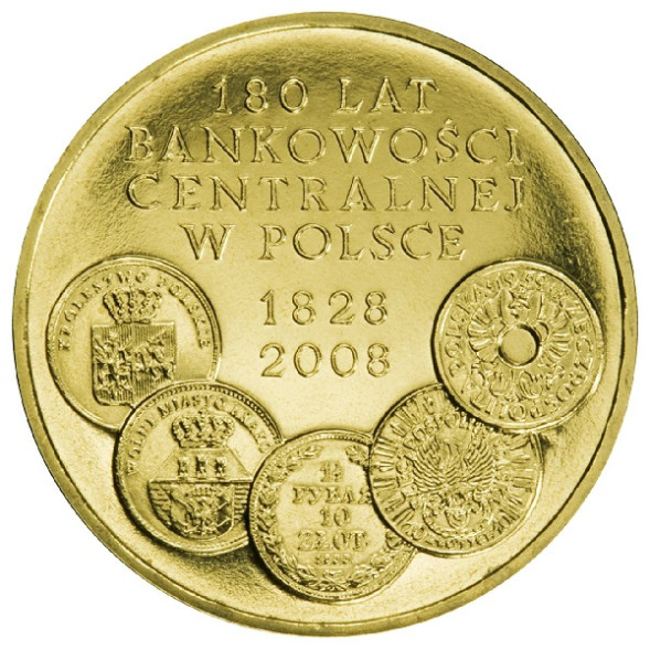 2 злотых 180 лет деятельности центрального банка в Польше 2009 г. UNC