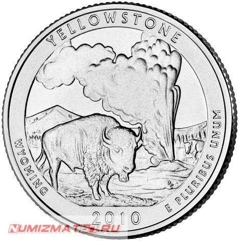 25 центов Йеллоустонский национальный парк №2 (2010 г.) D unc