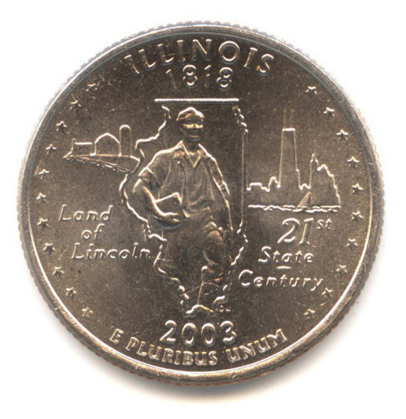 25 центов Иллинойс №21 (2003 г.) P unc