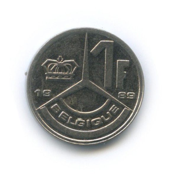 1 франк 1989-1993 года Бельгия, надпись на французском AU
