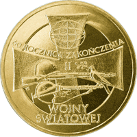 2 злотых 60 лет окончания Второй мировой войны 2005 г. UNC